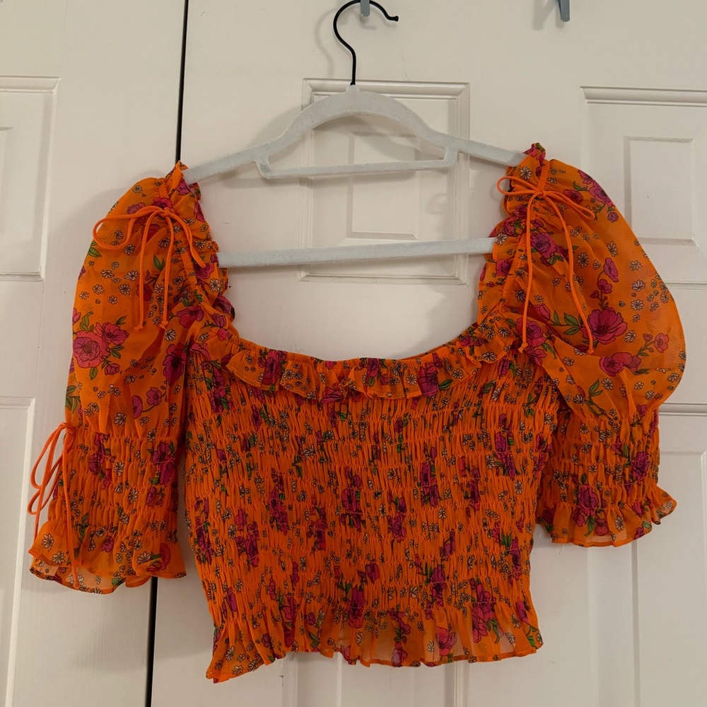 For Love & Lemons Peony Smocked Top